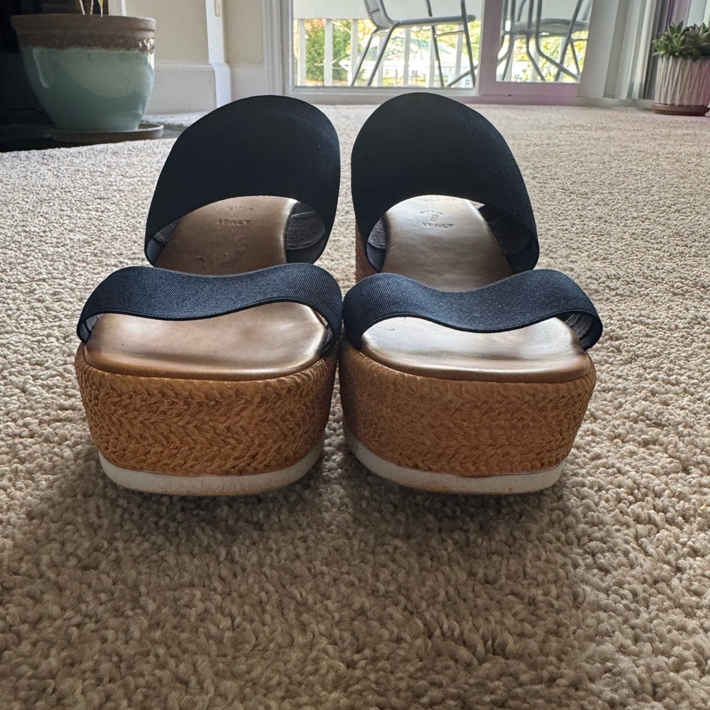 Italian Shoemakers Black and Tan Platform Sandals